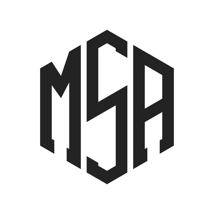 Vector diseño del logotipo de la msa letra inicial msa monograma logotipo con forma de hexágono