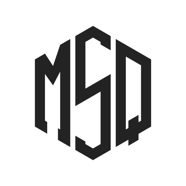 Diseño del logotipo MSQ Letra inicial MSQ Monograma Logotipo con forma de hexágono