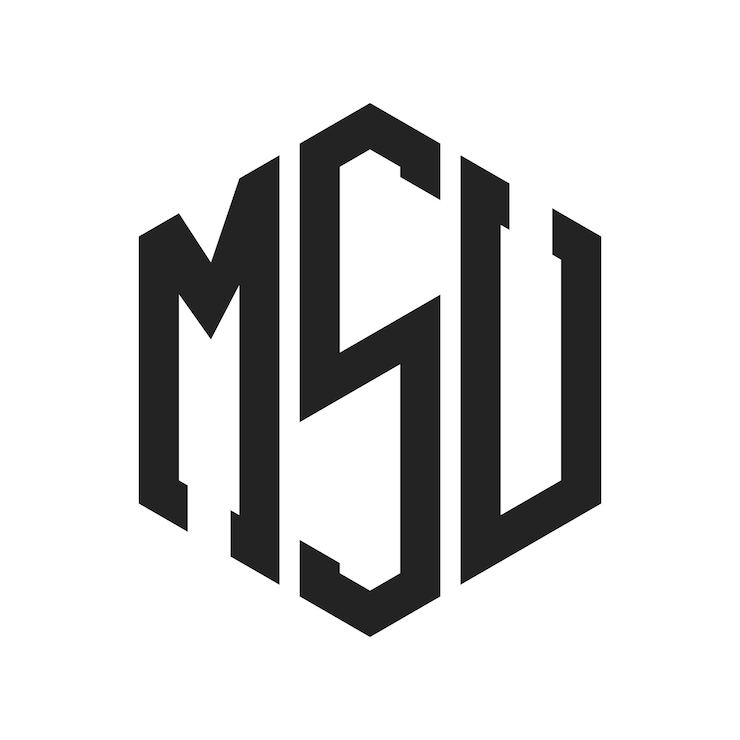 Vector diseño del logotipo de msu letra inicial monograma de msu logotipo con forma de hexágono