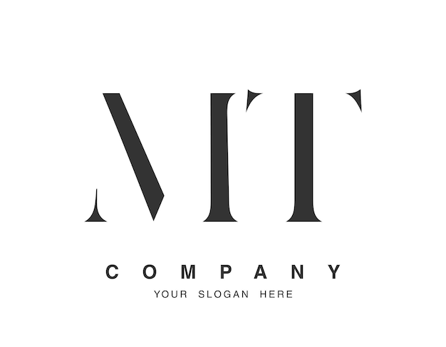 Diseño del logotipo de MT Letra inicial m y t estilo de fuente serif Nombre de empresa clásico creativo tipografía Logotipo o identidad de moda