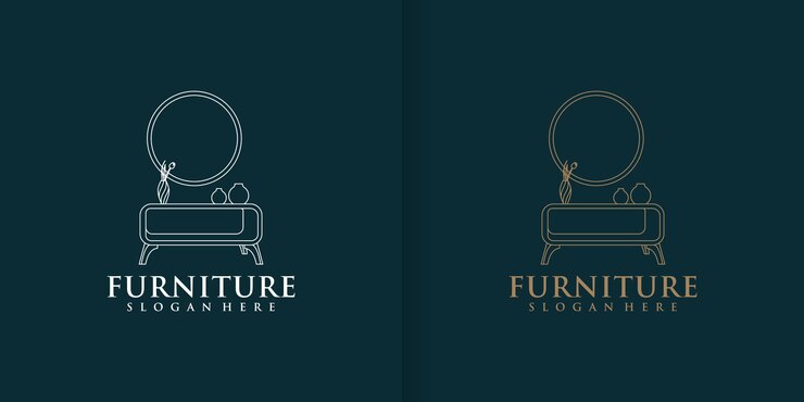 Diseño de logotipo de muebles con concepto creativo.