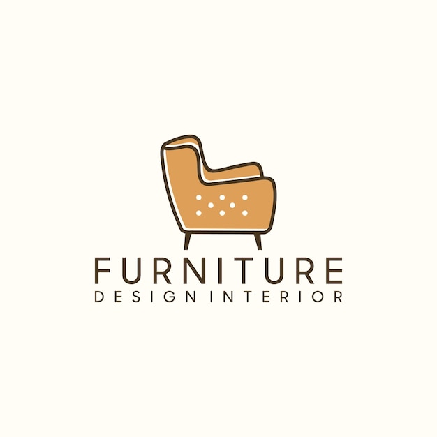 Diseño de logotipo de muebles con estilo de línea.