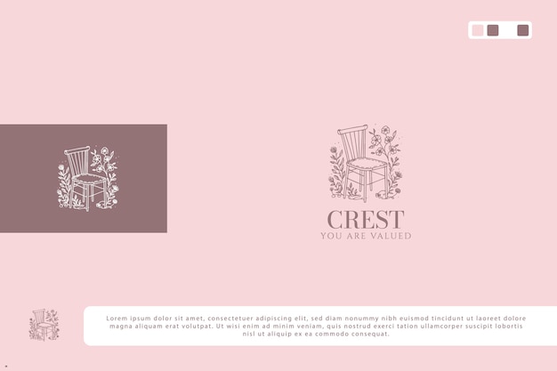 diseño de logotipo de muebles de la galería de muebles de la sala de interiores vector mínimo dibujado a mano