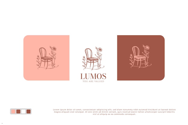 diseño de logotipo de muebles de la galería de muebles de la sala de interiores vector mínimo dibujado a mano