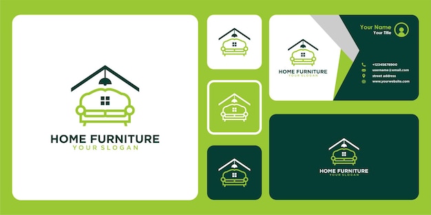 diseño de logotipo de muebles para el hogar y tarjeta de visita.