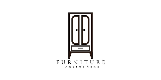 Diseño de logotipo de muebles minimalistas con concepto simple vector premium