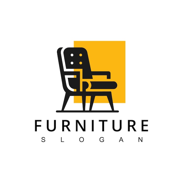 diseño de logotipo de muebles con silla para la tienda