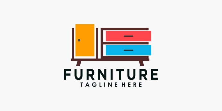 Diseño de logotipo de muebles con vector premium de concepto creativo