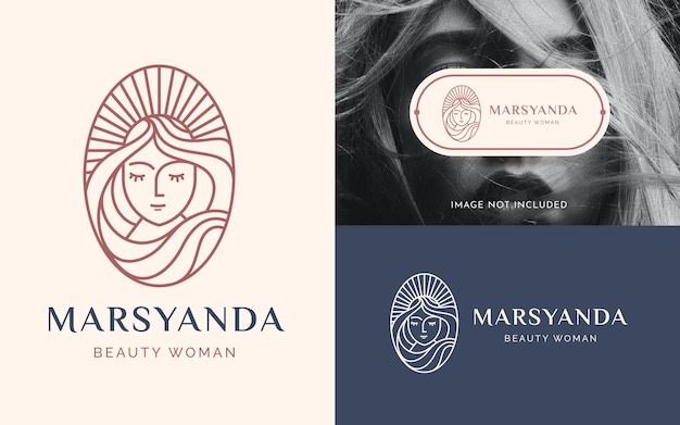 Diseño de logotipo de mujer de belleza estilo lineal minimalista