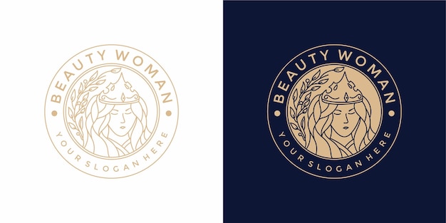 diseño de logotipo de mujer de belleza con estilo vintage