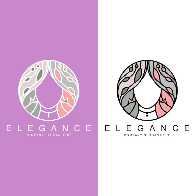 Diseño de logotipo de mujer de belleza Ilustración de vector de salón de cuidado de cabello