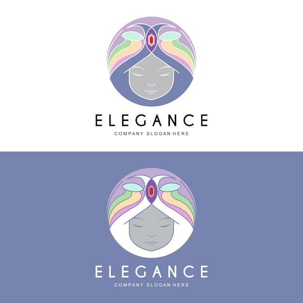 Diseño de logotipo de mujer de belleza Ilustración de vector de salón de cuidado de cabello