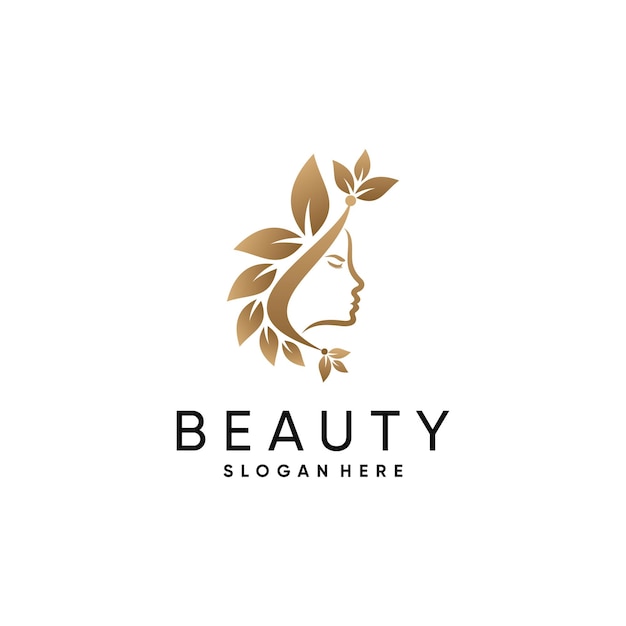 Vector diseño de logotipo de mujer de belleza para salón de belleza con concepto moderno