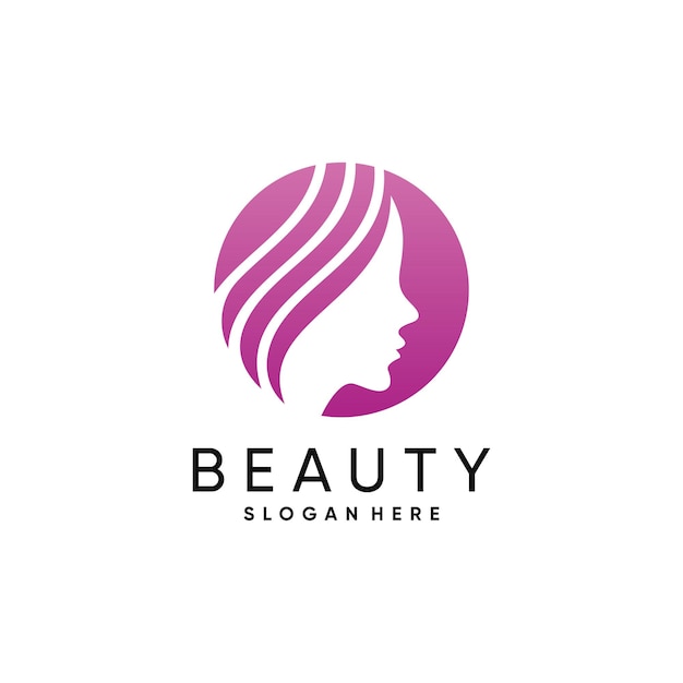 Diseño de logotipo de mujer de belleza para salón de belleza con concepto moderno