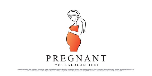 Diseño de logotipo de mujer embarazada de belleza con concepto creativo Vector Premium