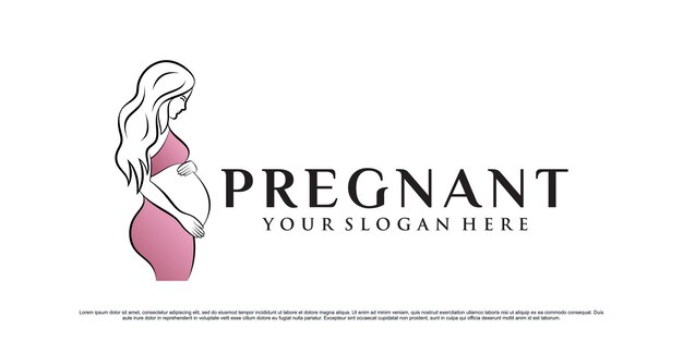 Diseño de logotipo de mujer embarazada de belleza con concepto único Vector Premium