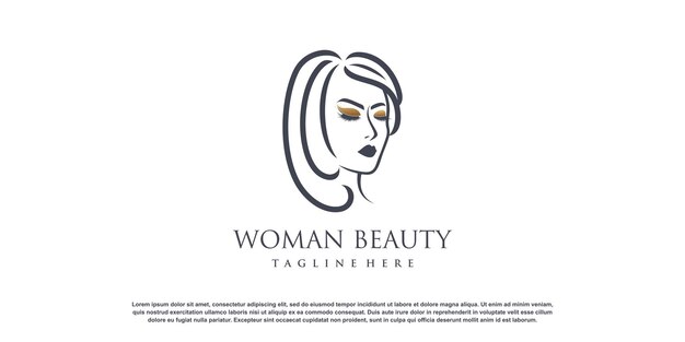 Diseño de logotipo de mujer con estilo creativo único Vector Premium