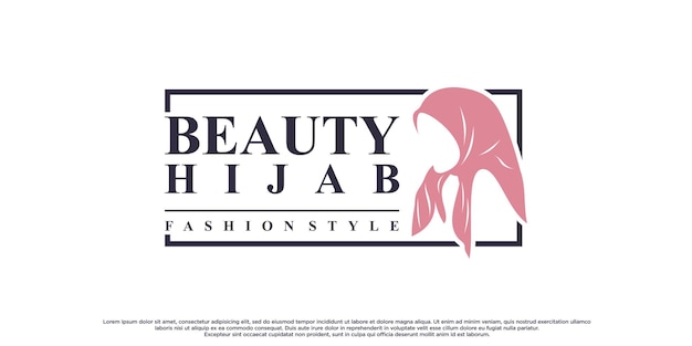 Diseño de logotipo de mujer hijab con concepto creativo y tamplate de tarjeta de visita