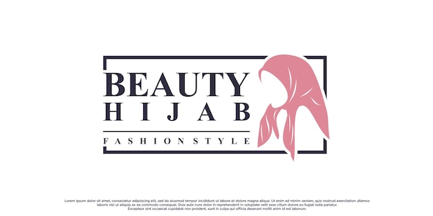 Diseño de logotipo de mujer hijab con concepto creativo y tamplate de tarjeta de visita