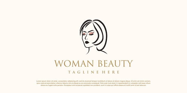 Diseño de logotipo de mujer con vector premium de estilo único creativo