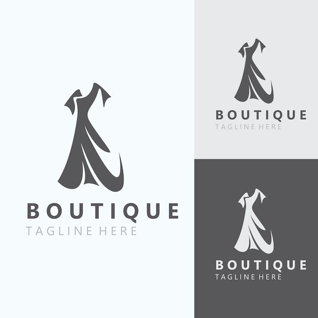 Vector diseño de logotipo de mujer vestido moda de belleza para tienda de boutique vector