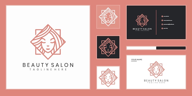 Diseño de logotipo de mujeres de belleza, con concepto de línea