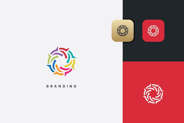 Diseño de logotipo multimedia digital minimalista abstracto