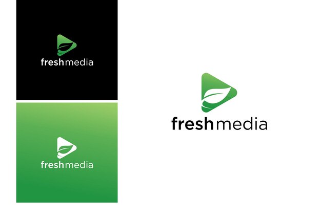 diseño de logotipo multimedia fresco con vector de hoja de juego