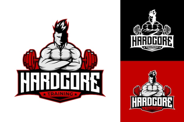 Diseño de logotipo muscular de entrenamiento de gimnasio incondicional