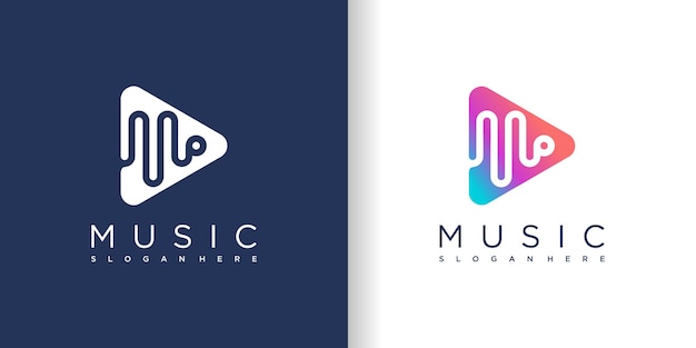 Diseño de logotipo de música con estilo de concepto moderno Vector Premium