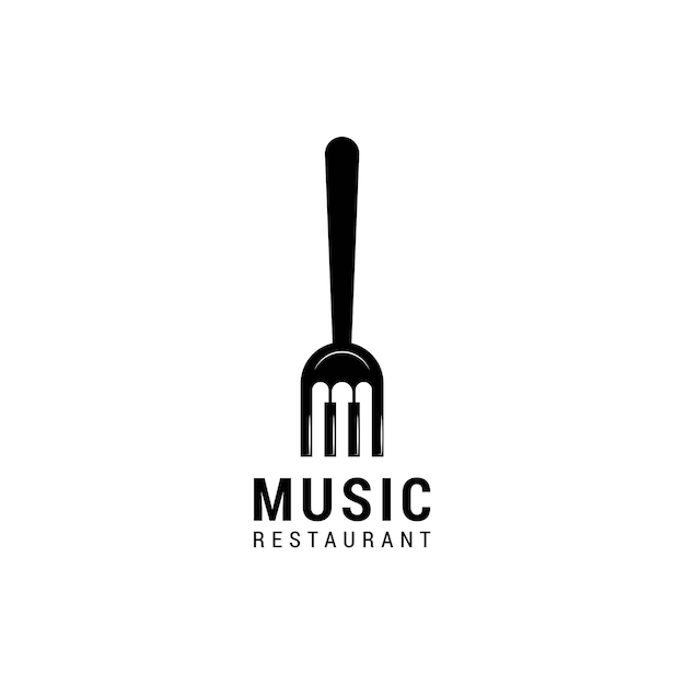 Diseño de logotipo de música de horquilla de piano