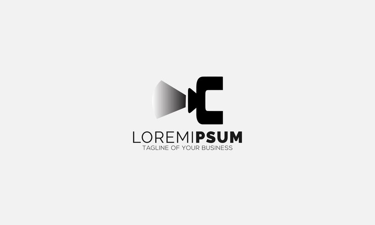 Vector diseño de logotipo de música de icono de película de letra c