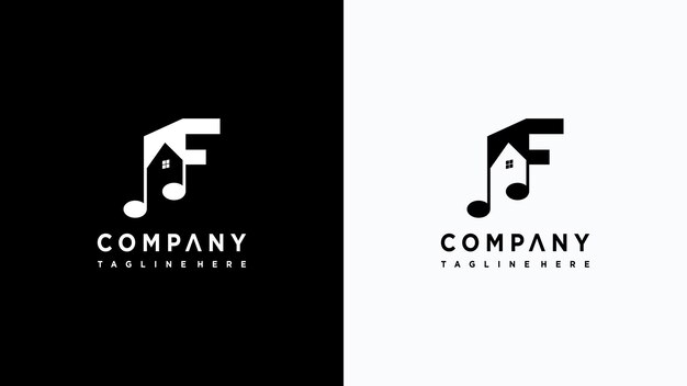 Diseño de logotipo de música letra f vector premium