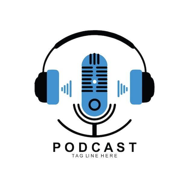 Diseño de logotipo de música de podcast Ilustración vectorial