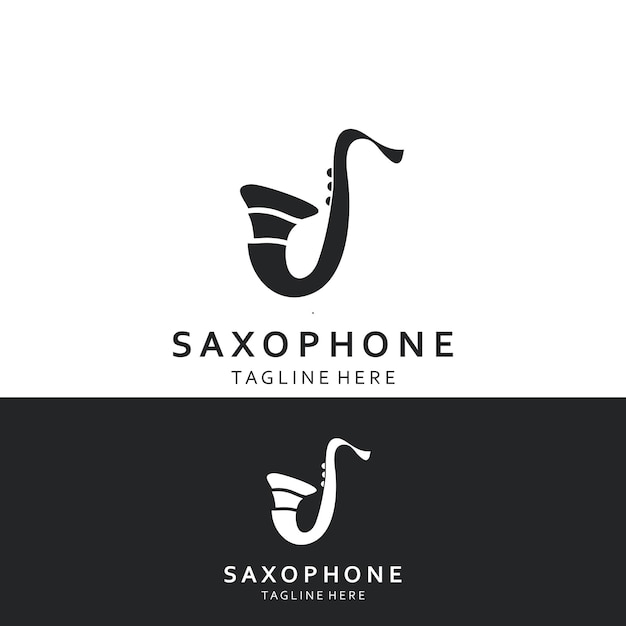 Diseño del logotipo de la música de saxofón ilustración simple, moderna y minimalista