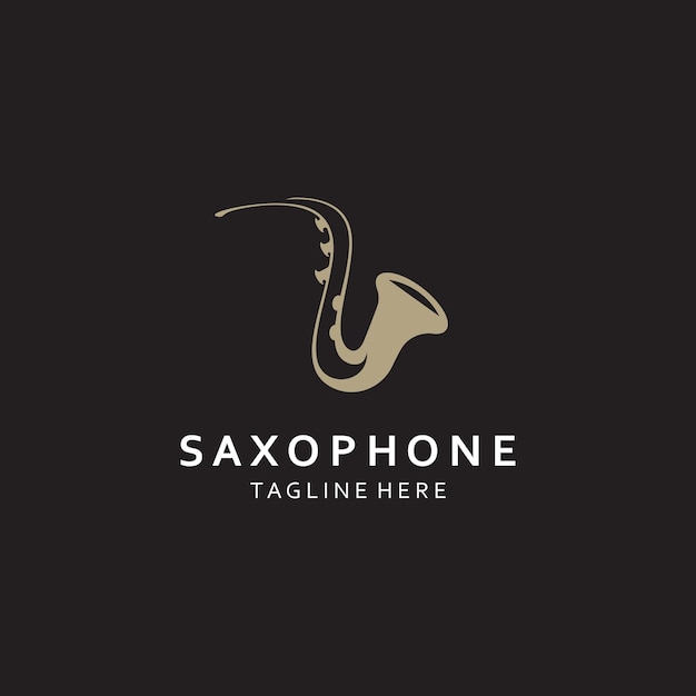 Diseño del logotipo de la música de saxofón ilustración simple, moderna y minimalista