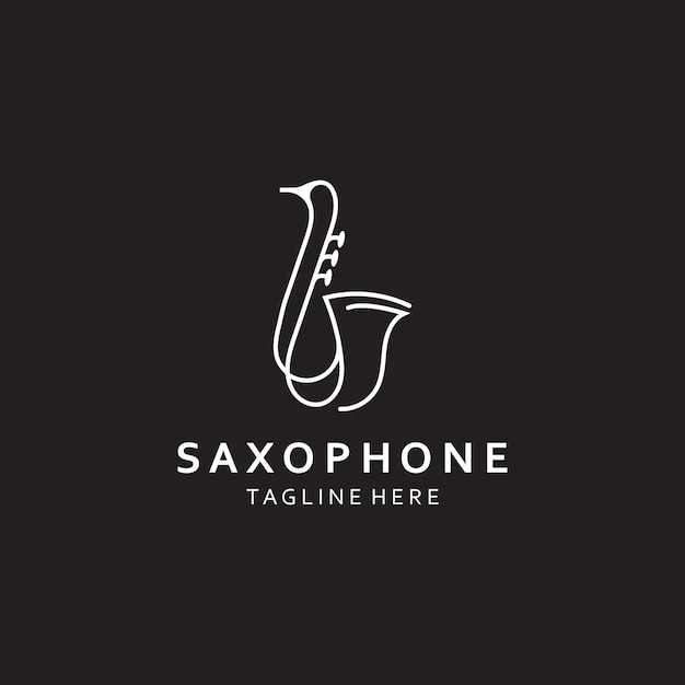 Diseño del logotipo de la música de saxofón ilustración simple, moderna y minimalista