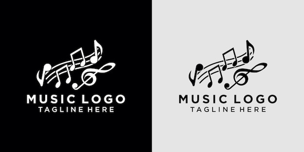 Diseño de logotipo de música con vector premium de concepto moderno