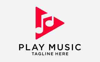 Vector diseño de logotipo musicnote play plantilla simple