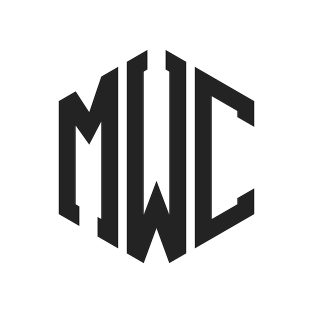 Diseño del logotipo MWC Letra inicial MWC Monograma Logotipo con forma de hexágono