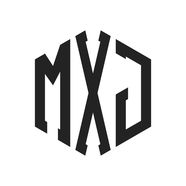 Diseño del logotipo MXJ Letra inicial MXJ Monograma Logotipo con forma de hexágono