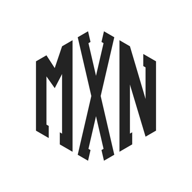 Diseño del logotipo MXN Letra inicial MXN Monograma Logotipo con forma de hexágono
