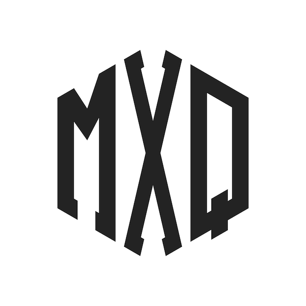 Diseño del logotipo MXQ Letra inicial MXQ Monograma Logotipo con forma de hexágono