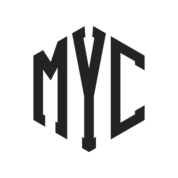Diseño del logotipo de MYC Letra inicial Monograma de MYC Logotipo con forma de hexágono
