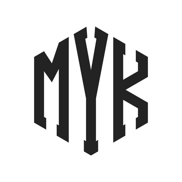 Diseño del logotipo MYK Letra inicial MYK Monograma Logotipo con forma de hexágono