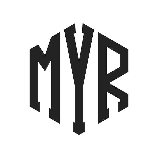 Diseño del logotipo MYR Letra inicial MYR Monograma Logotipo con forma de hexágono
