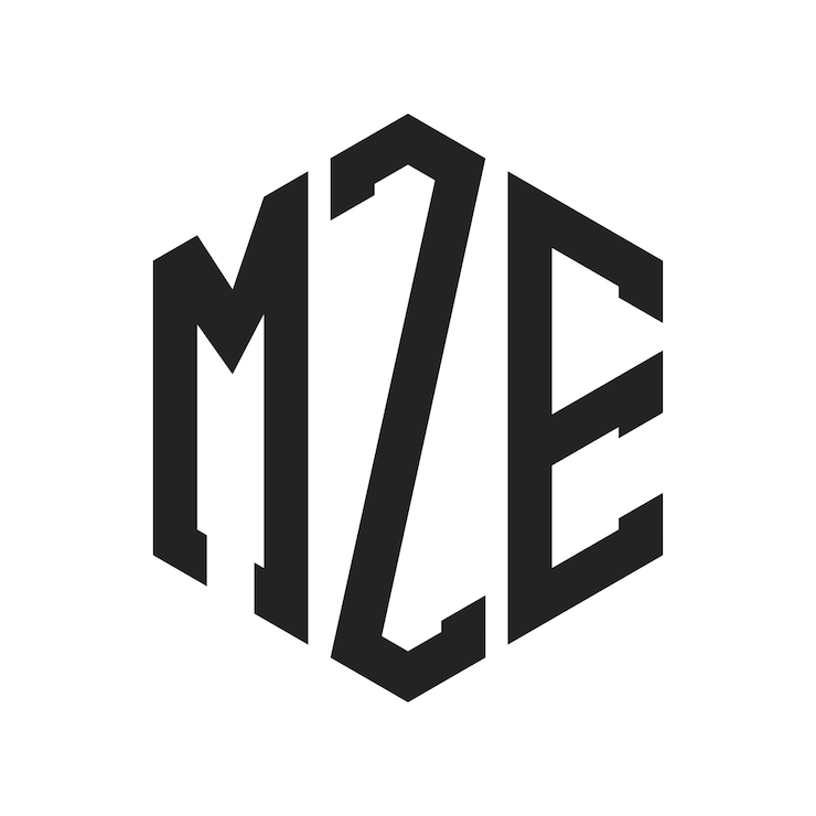 Vector diseño del logotipo de mze letra inicial mze monograma logotipo con forma de hexágono