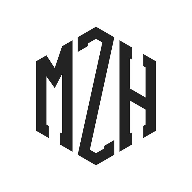 Diseño del logotipo de MZH Letra inicial MZH Monograma Logotipo con forma de hexágono