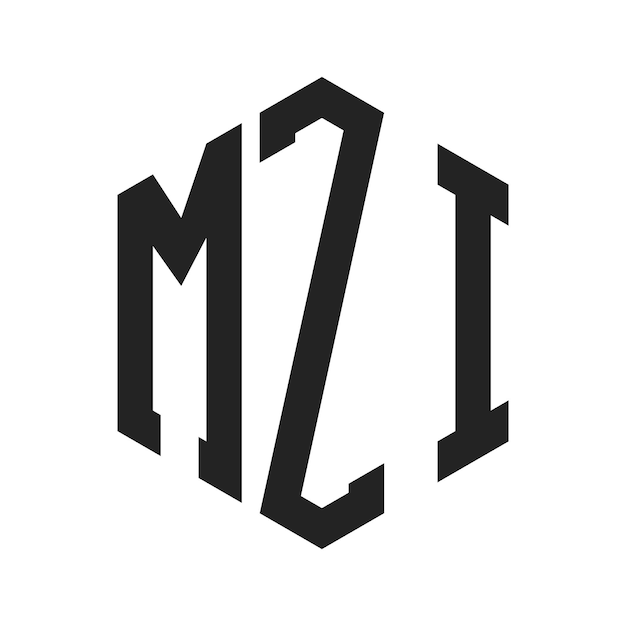 Diseño del logotipo MZI Letra inicial MZI Monograma Logotipo con forma de hexágono