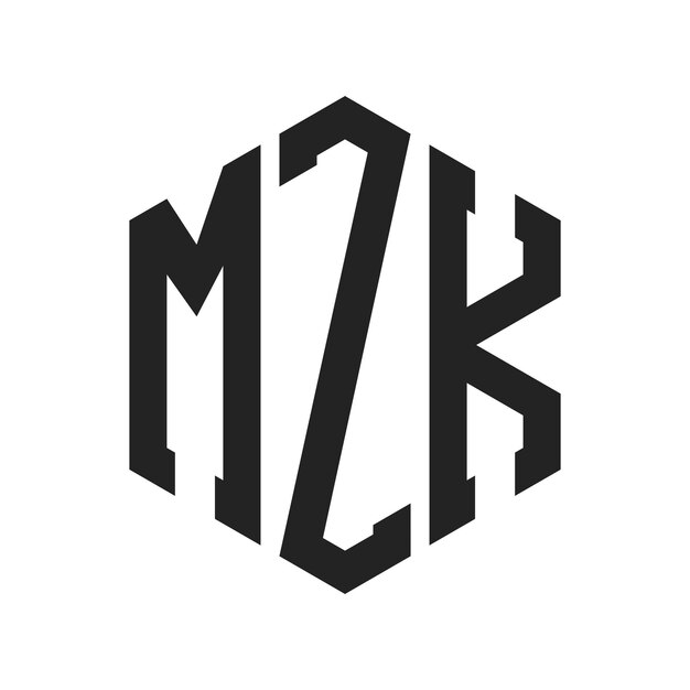 Diseño del logotipo de MZK Letra inicial MZK Monograma Logotipo con forma de hexágono